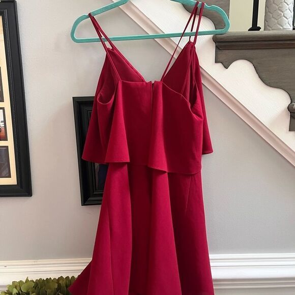 Ali & Jay Burgundy Tiered Spaghetti Strap A-Line Mini Dress sz M - Picture 2 of 5